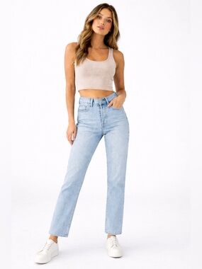 Levi’s Wedgie Straight Jeans High Rise Button Fly Light Wash Vintage Y2K 24